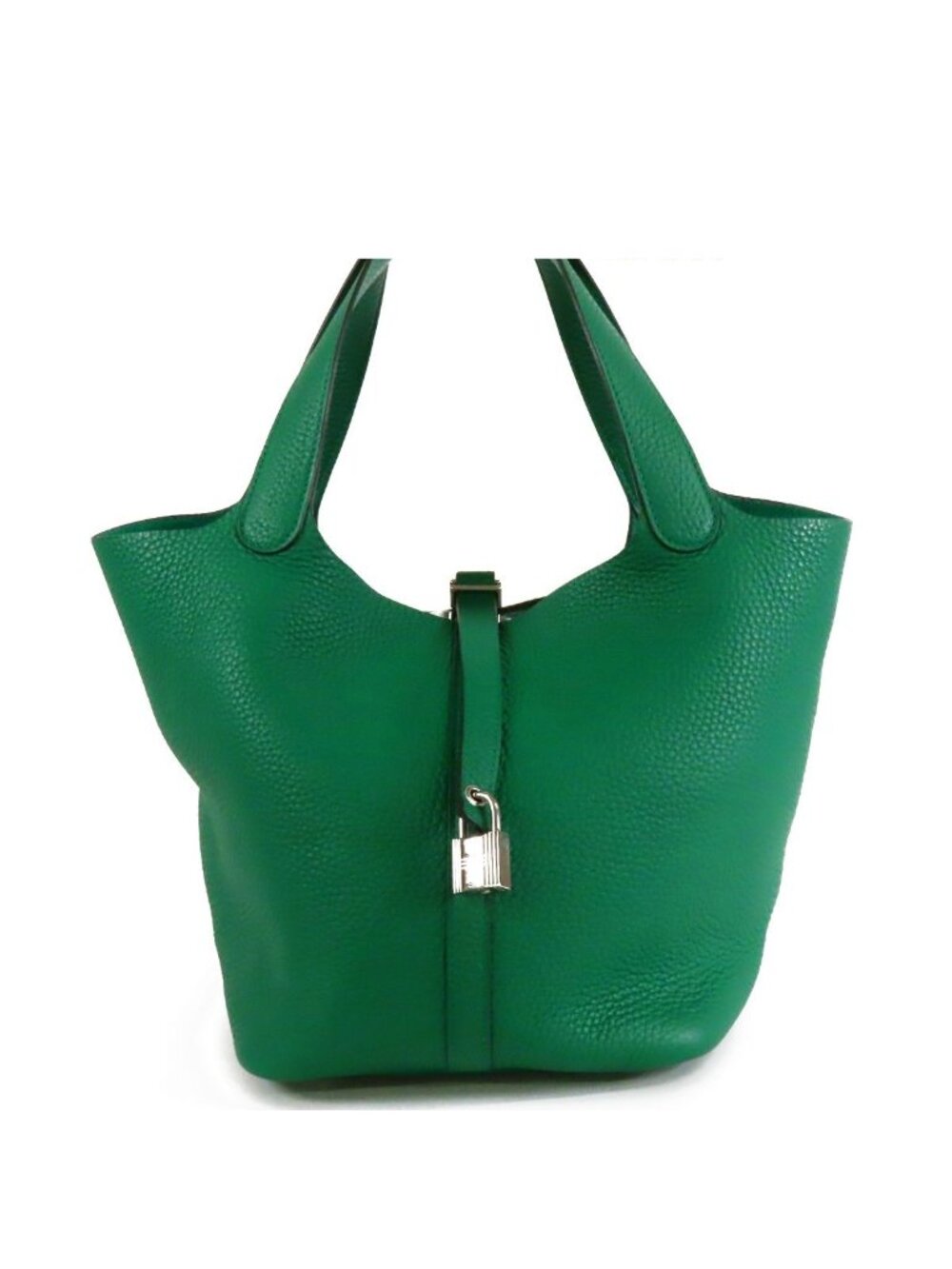 Hermes Picotin Lock MM Vert Vertigo Silver Taurillon Handbag